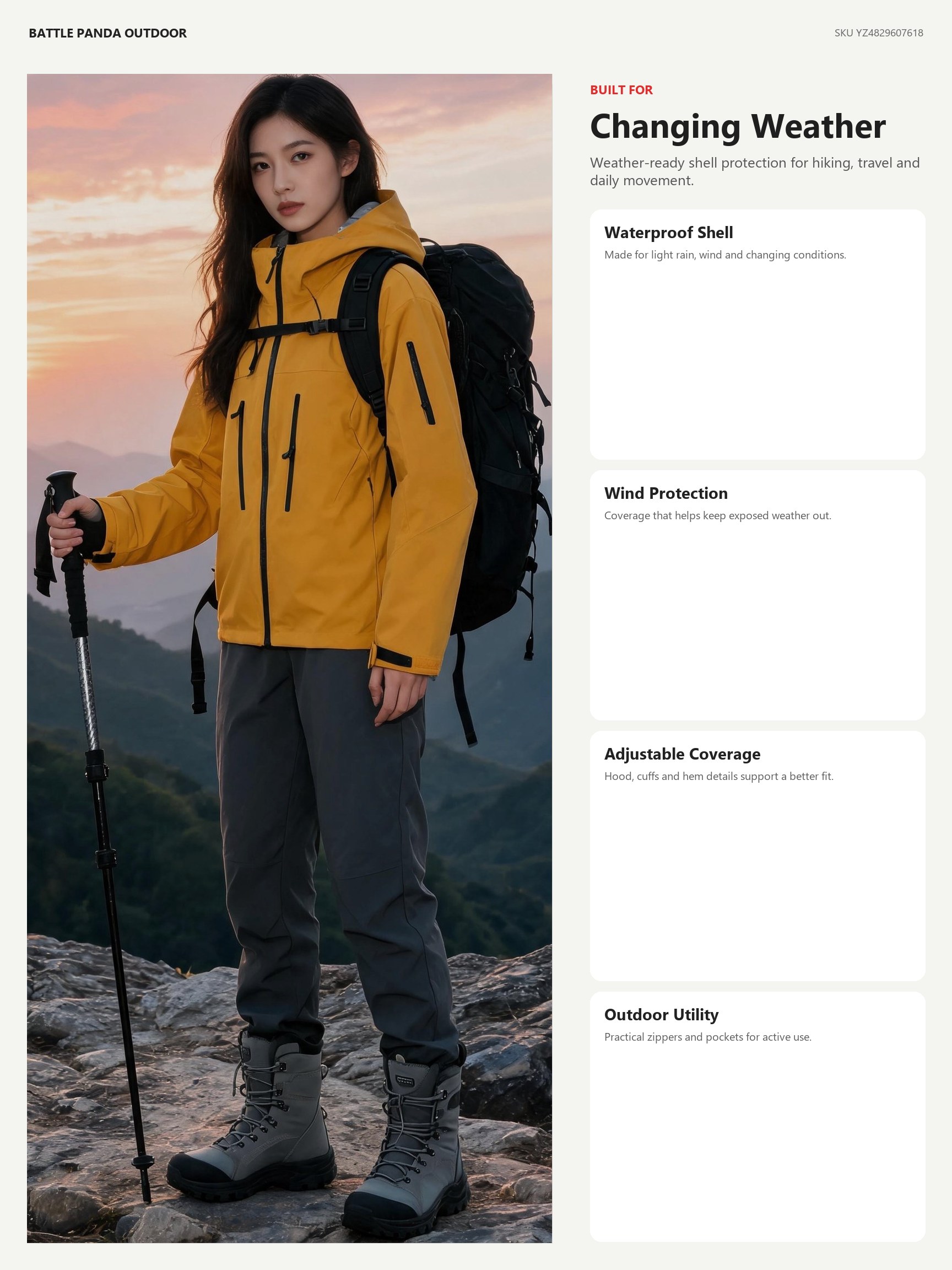 N-Series SV7 Hard-Shell Waterproof Hiking Jacket detail