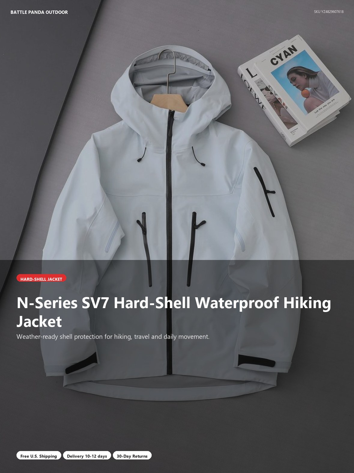 N-Series SV7 Hard-Shell Waterproof Hiking Jacket detail