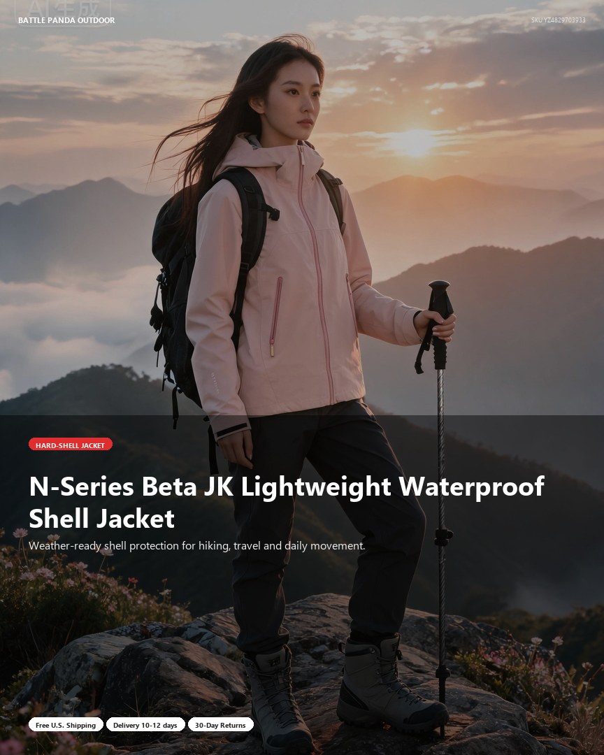 N-Series Beta JK Lightweight Waterproof Shell Jacket detail