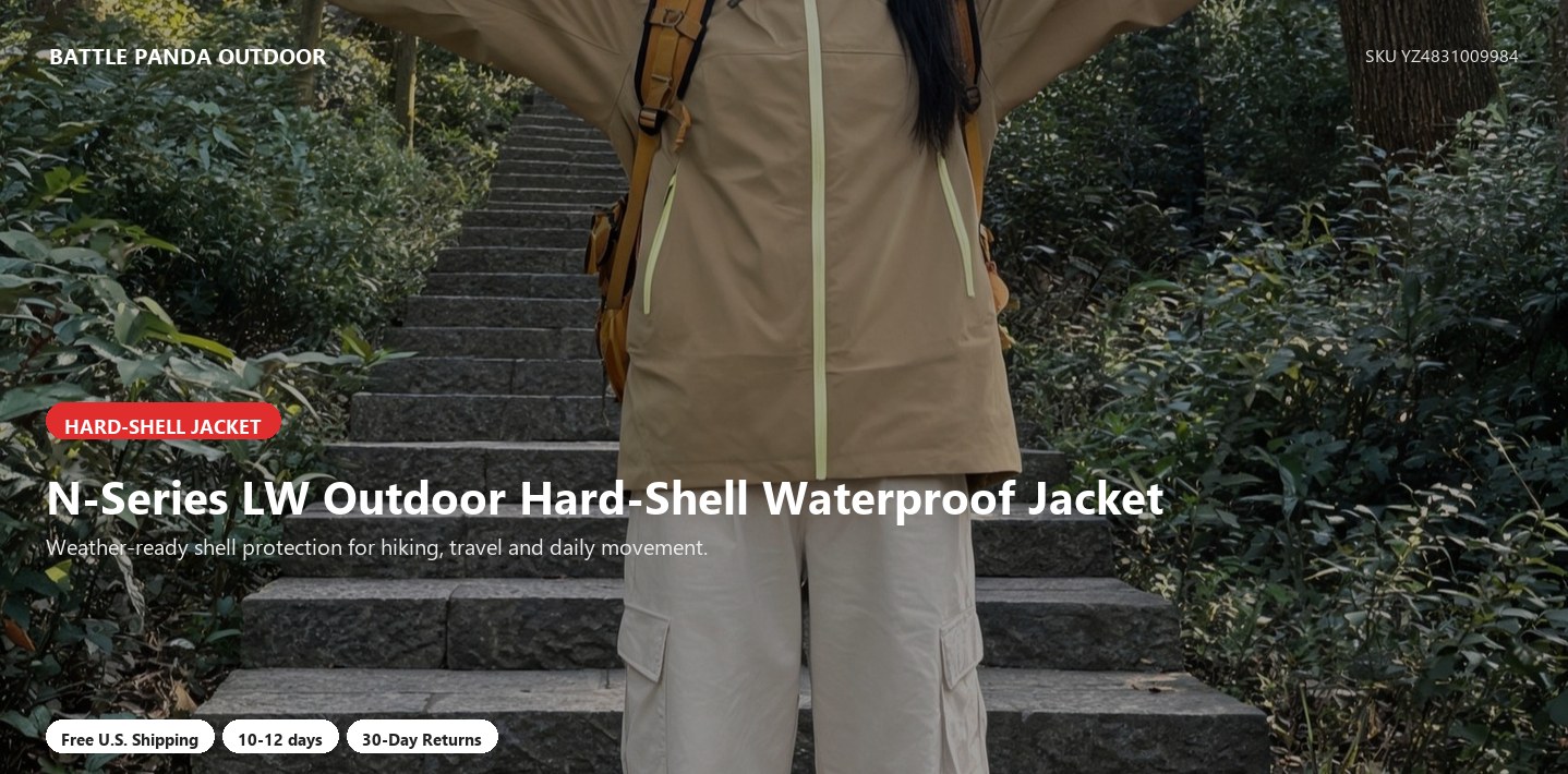 N-Series LW Outdoor Hard-Shell Waterproof Jacket detail