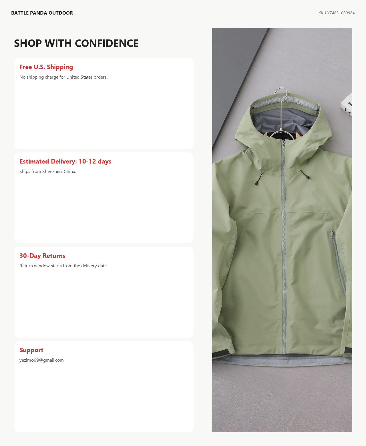 N-Series LW Outdoor Hard-Shell Waterproof Jacket detail