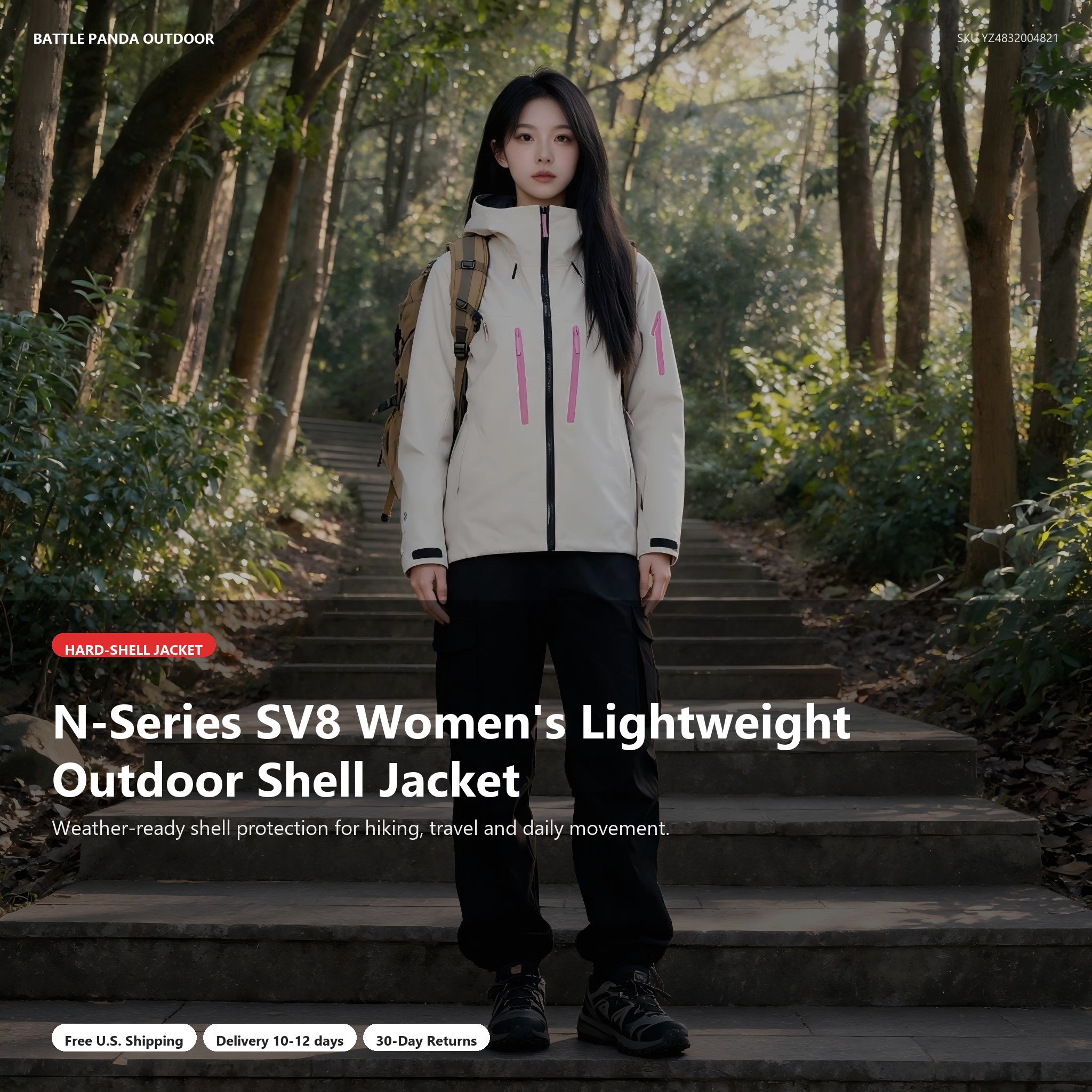 N-Series SV8 Women's Lightweight Outdoor Shell Jacket detail