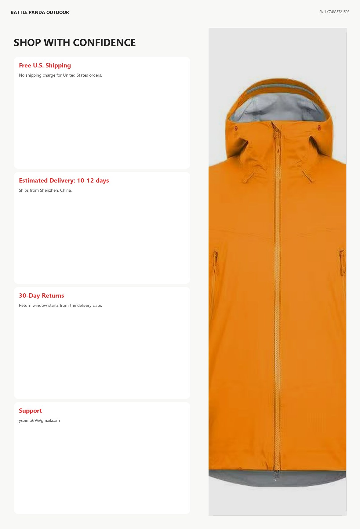 Stone 3-Layer Seam-Sealed Waterproof Jacket detail