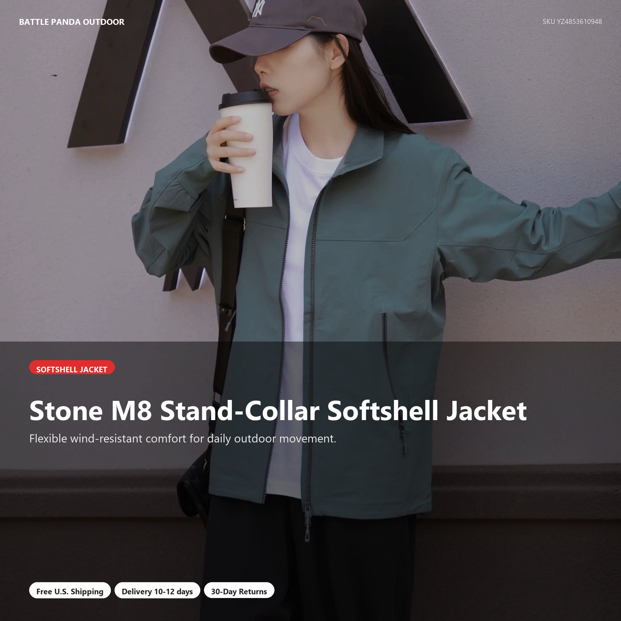 Stone M8 Stand-Collar Softshell Jacket detail