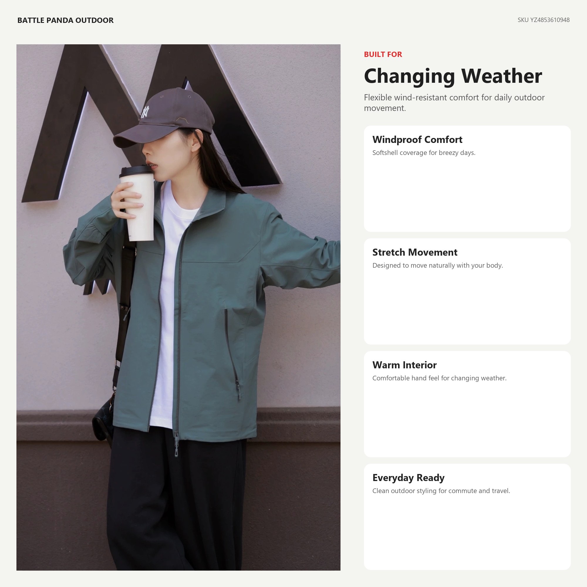 Stone M8 Stand-Collar Softshell Jacket detail