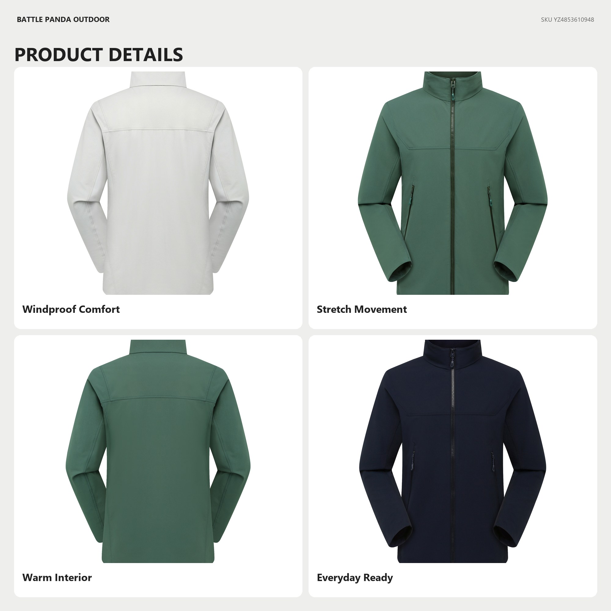 Stone M8 Stand-Collar Softshell Jacket detail