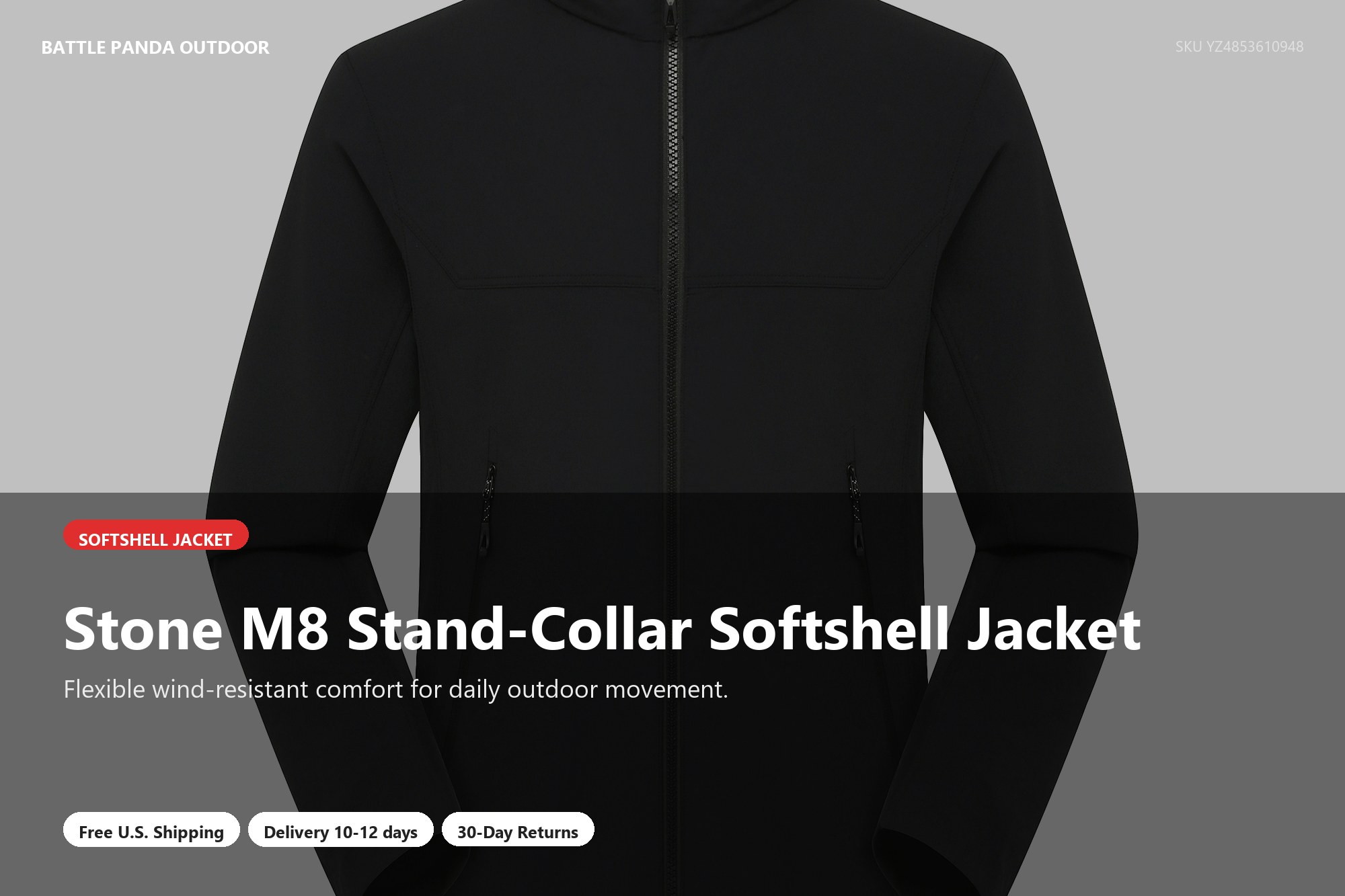 Stone M8 Stand-Collar Softshell Jacket detail