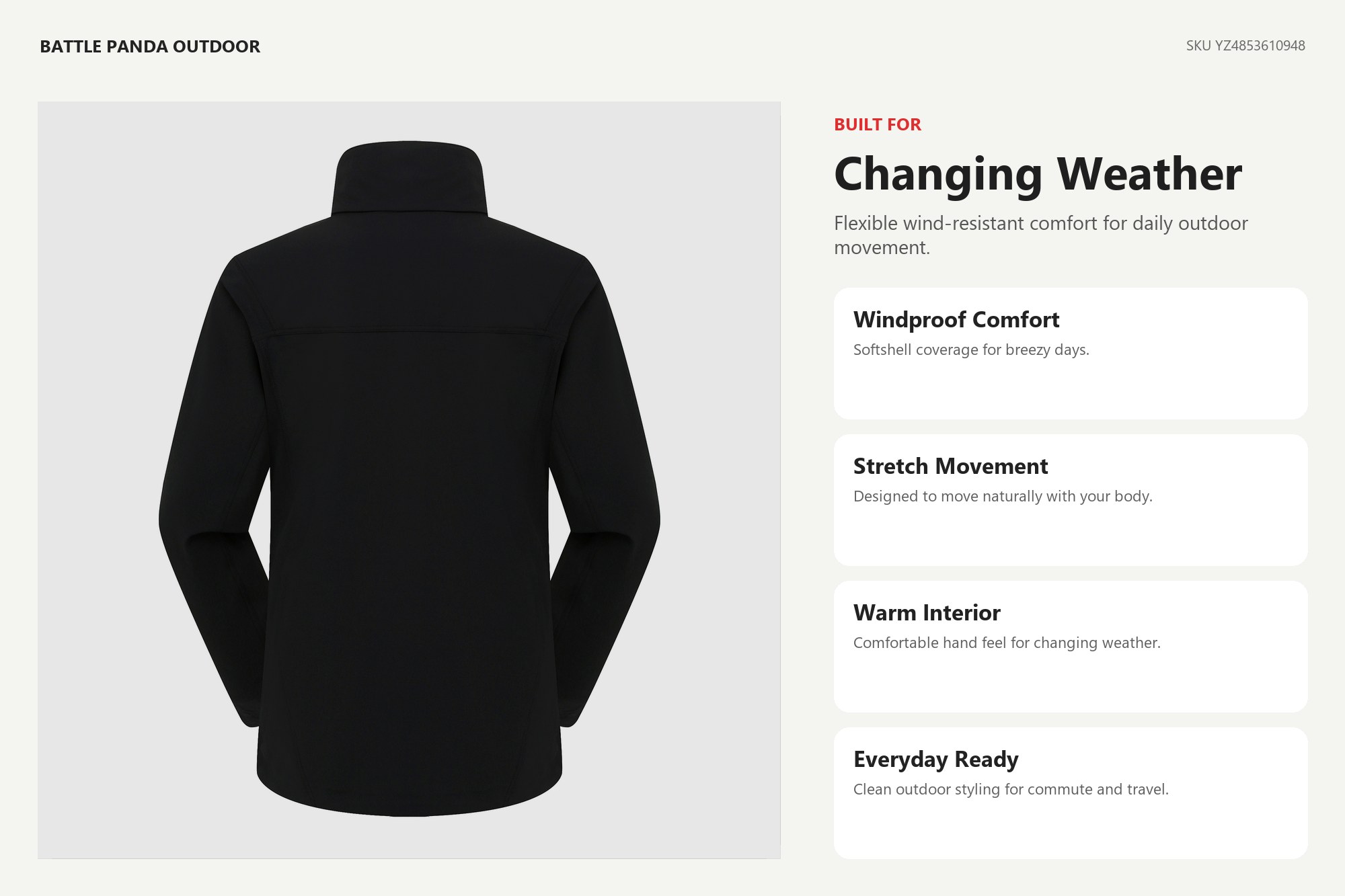 Stone M8 Stand-Collar Softshell Jacket detail