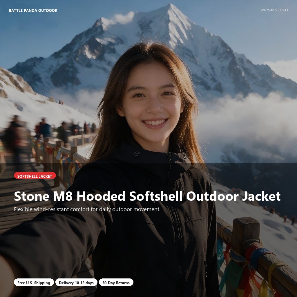 Stone M8 Hooded Softshell Outdoor Jacket detail