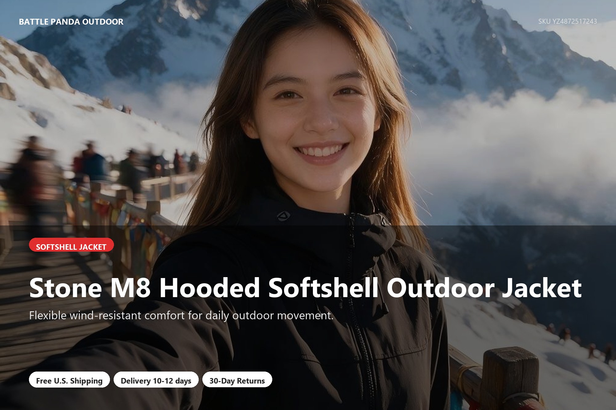 Stone M8 Hooded Softshell Outdoor Jacket detail
