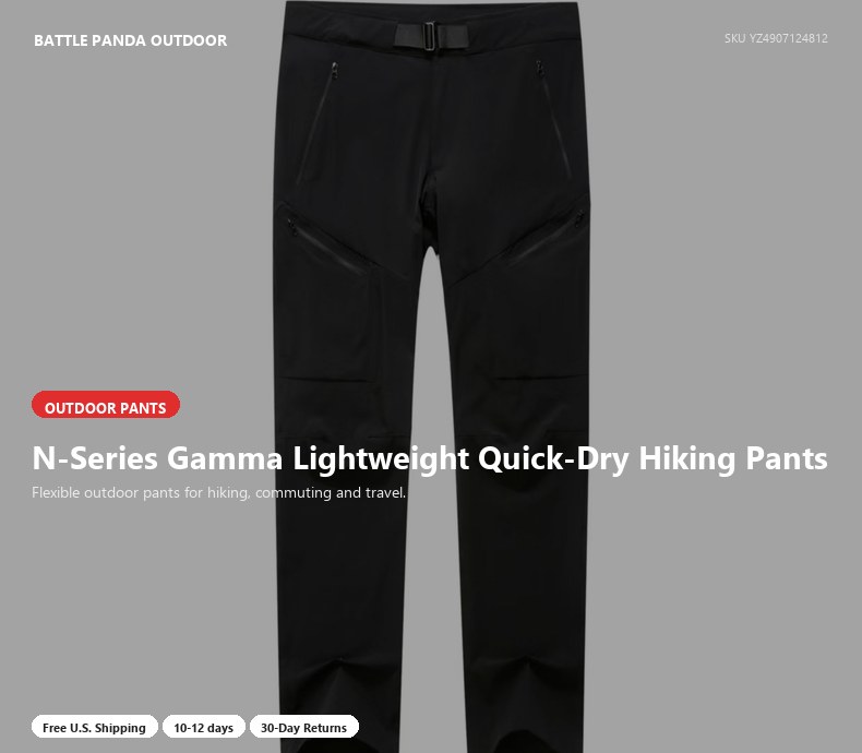 N-Series Gamma Lightweight Quick-Dry Hiking Pants detail