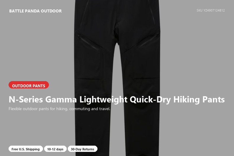 N-Series Gamma Lightweight Quick-Dry Hiking Pants detail