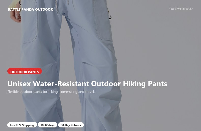 Unisex Water-Resistant Outdoor Hiking Pants detail