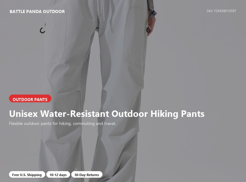 Unisex Water-Resistant Outdoor Hiking Pants detail