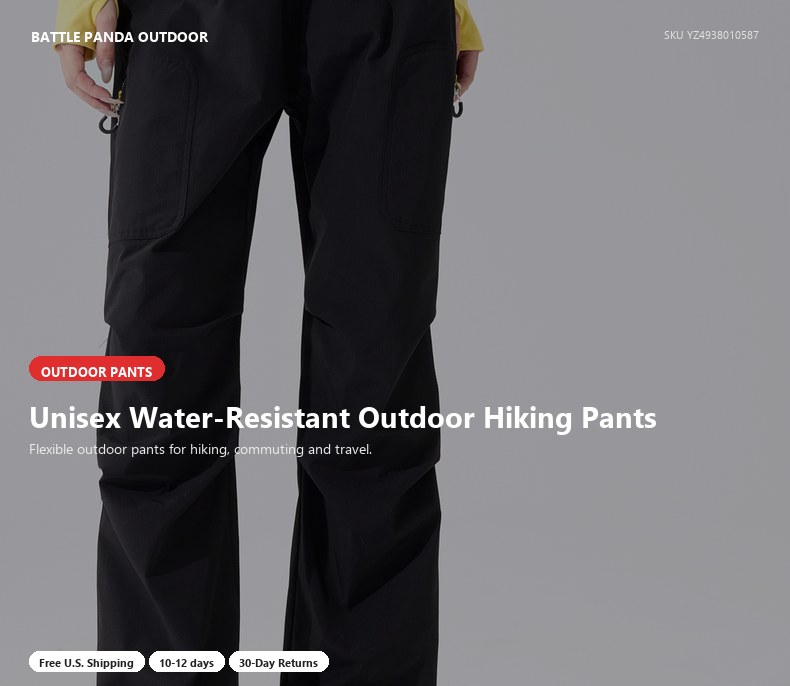Unisex Water-Resistant Outdoor Hiking Pants detail