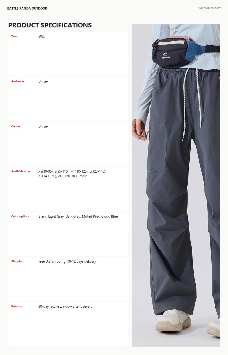Unisex Water-Resistant Outdoor Hiking Pants detail