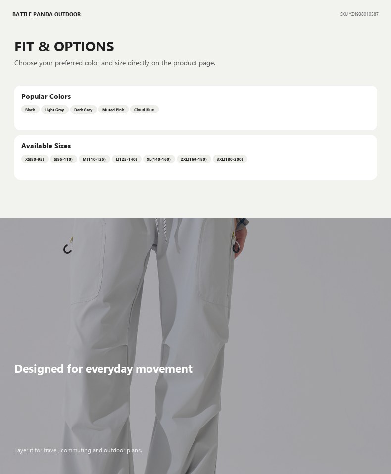 Unisex Water-Resistant Outdoor Hiking Pants detail