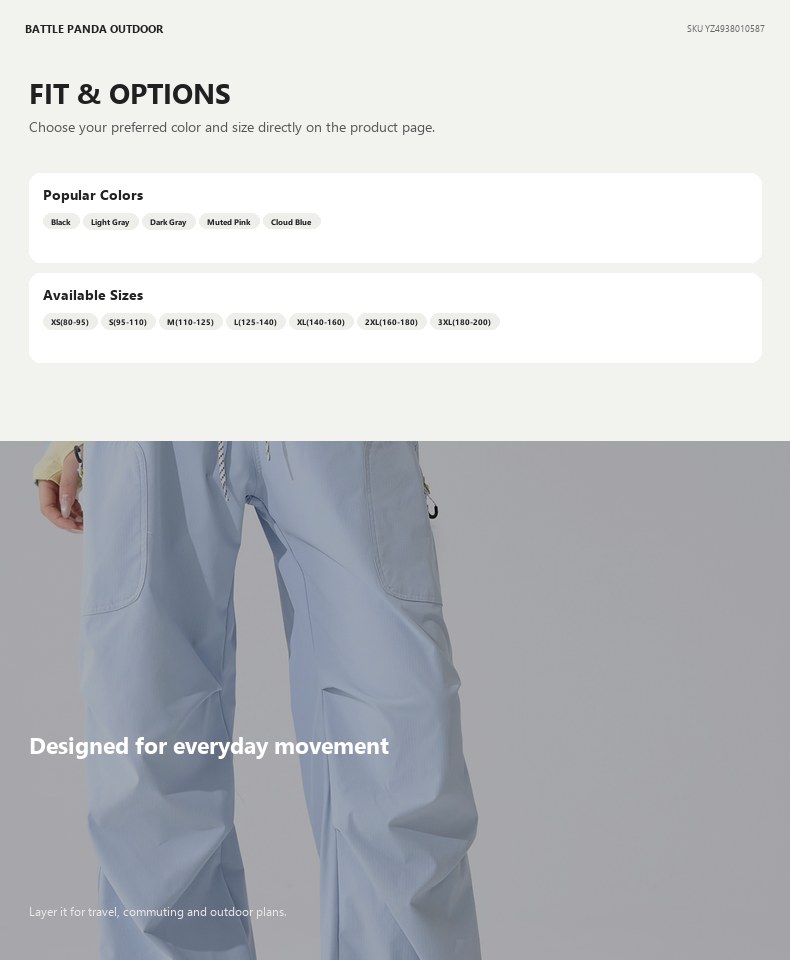 Unisex Water-Resistant Outdoor Hiking Pants detail