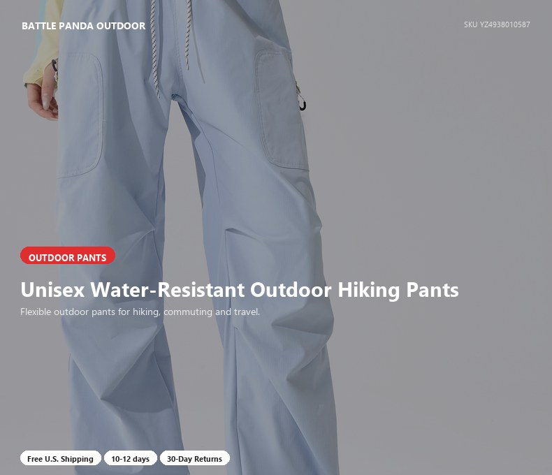 Unisex Water-Resistant Outdoor Hiking Pants detail