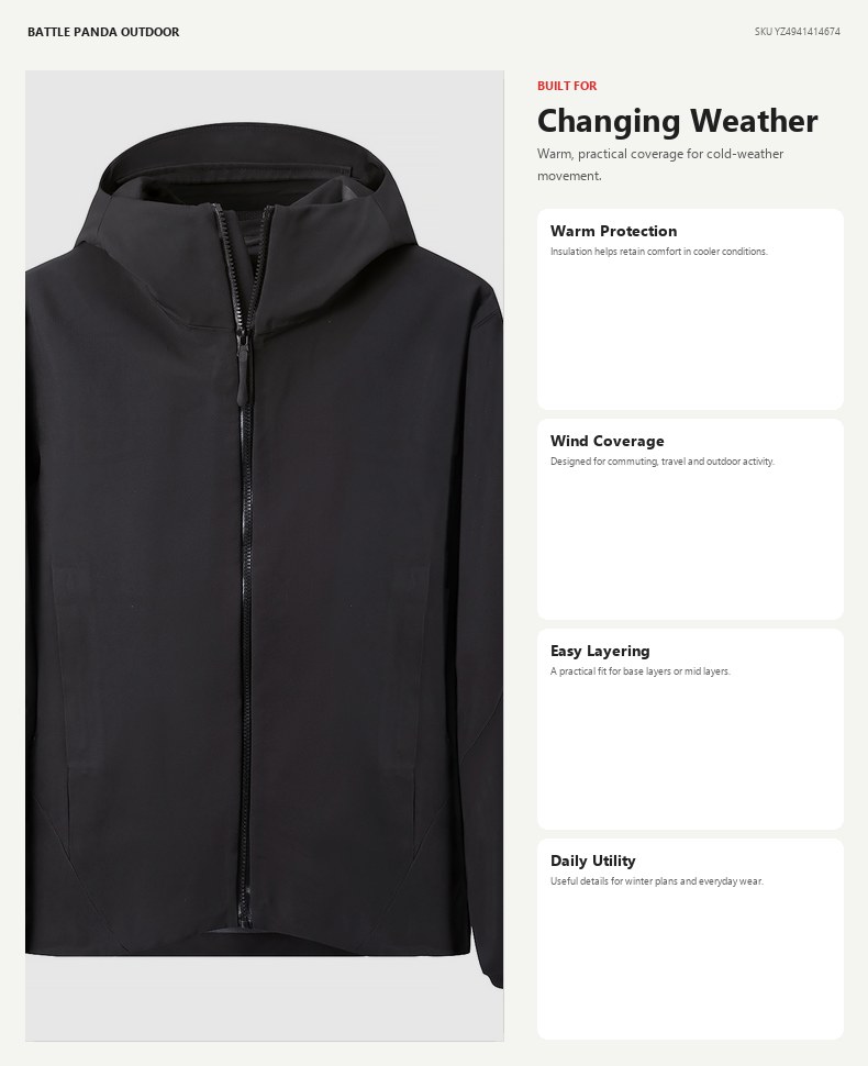 Men's Fleece-Lined Waterproof Softshell Hiking Jacket detail