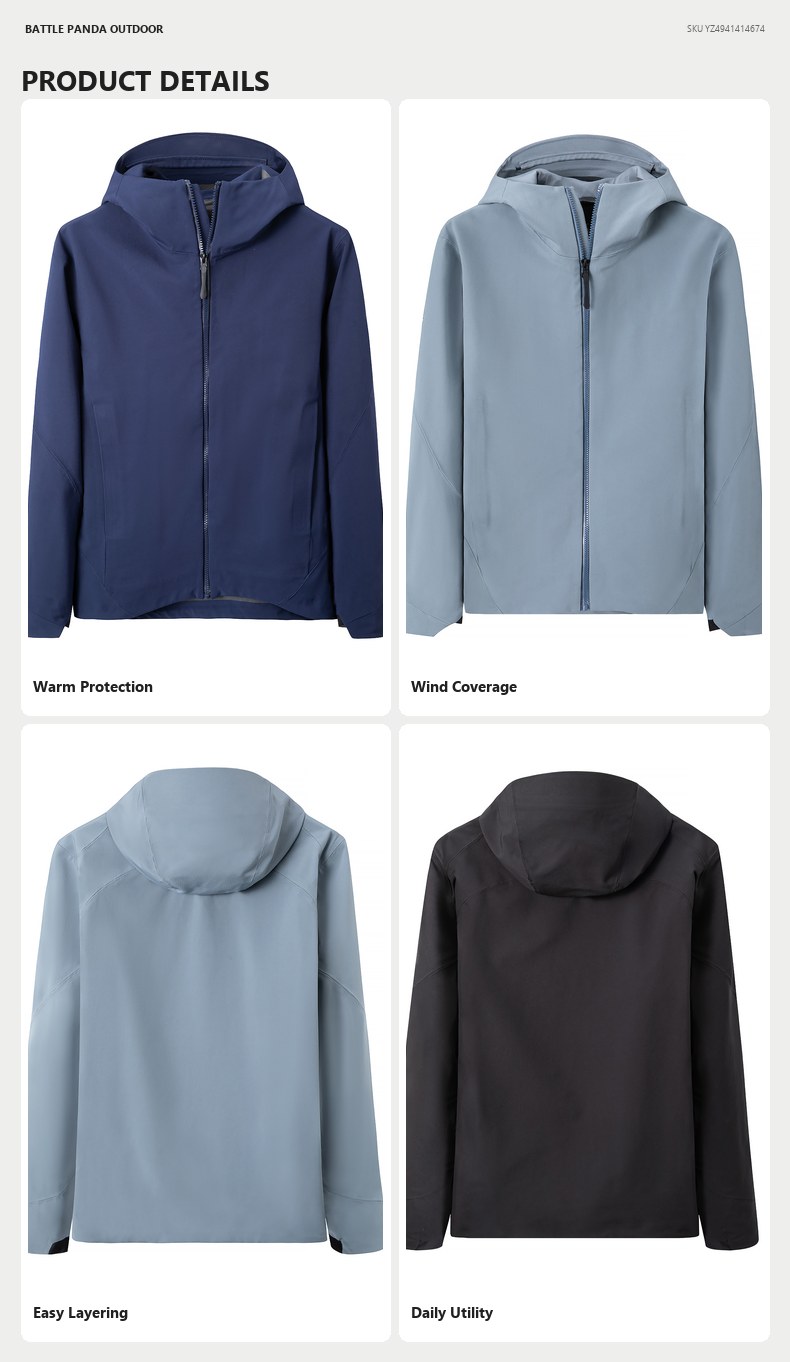 Men's Fleece-Lined Waterproof Softshell Hiking Jacket detail