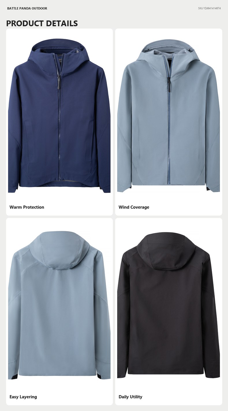 Men's Fleece-Lined Waterproof Softshell Hiking Jacket detail