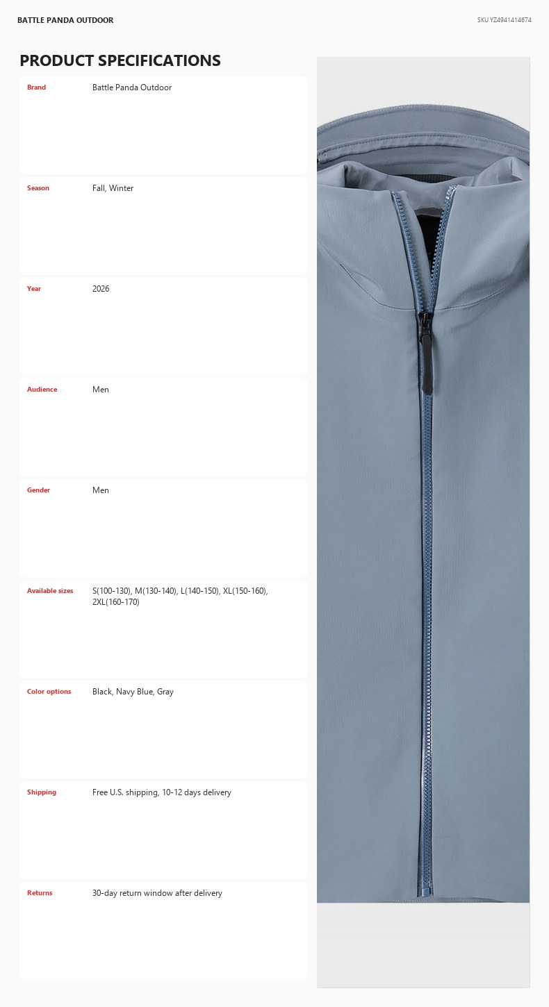 Men's Fleece-Lined Waterproof Softshell Hiking Jacket detail