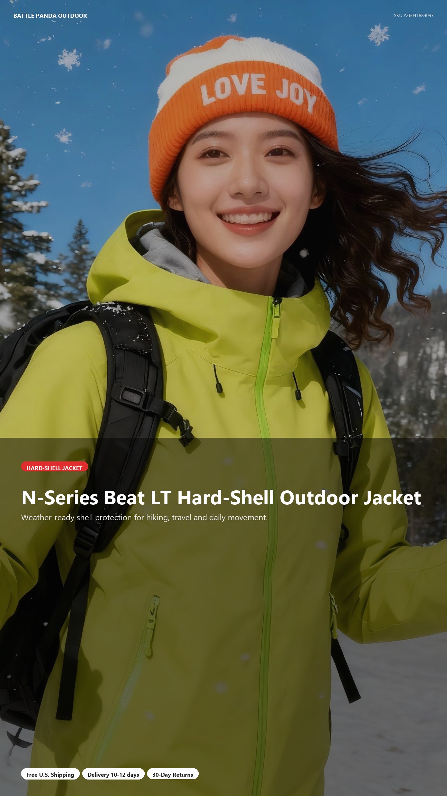 N-Series Beat LT Hard-Shell Outdoor Jacket detail