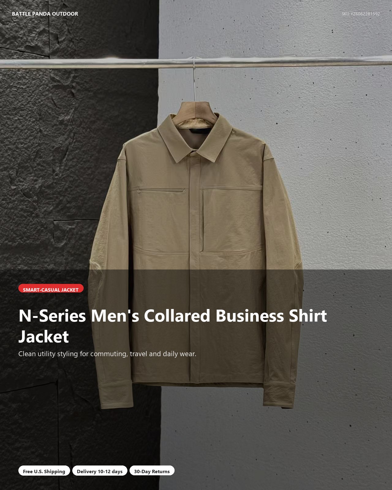 N-Series Men's Collared Business Shirt Jacket detail
