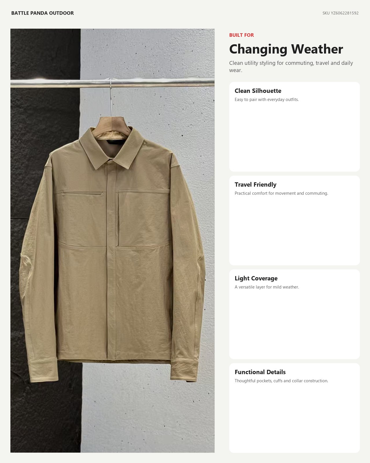 N-Series Men's Collared Business Shirt Jacket detail