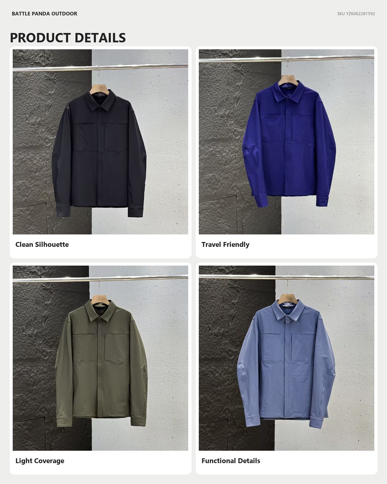N-Series Men's Collared Business Shirt Jacket detail
