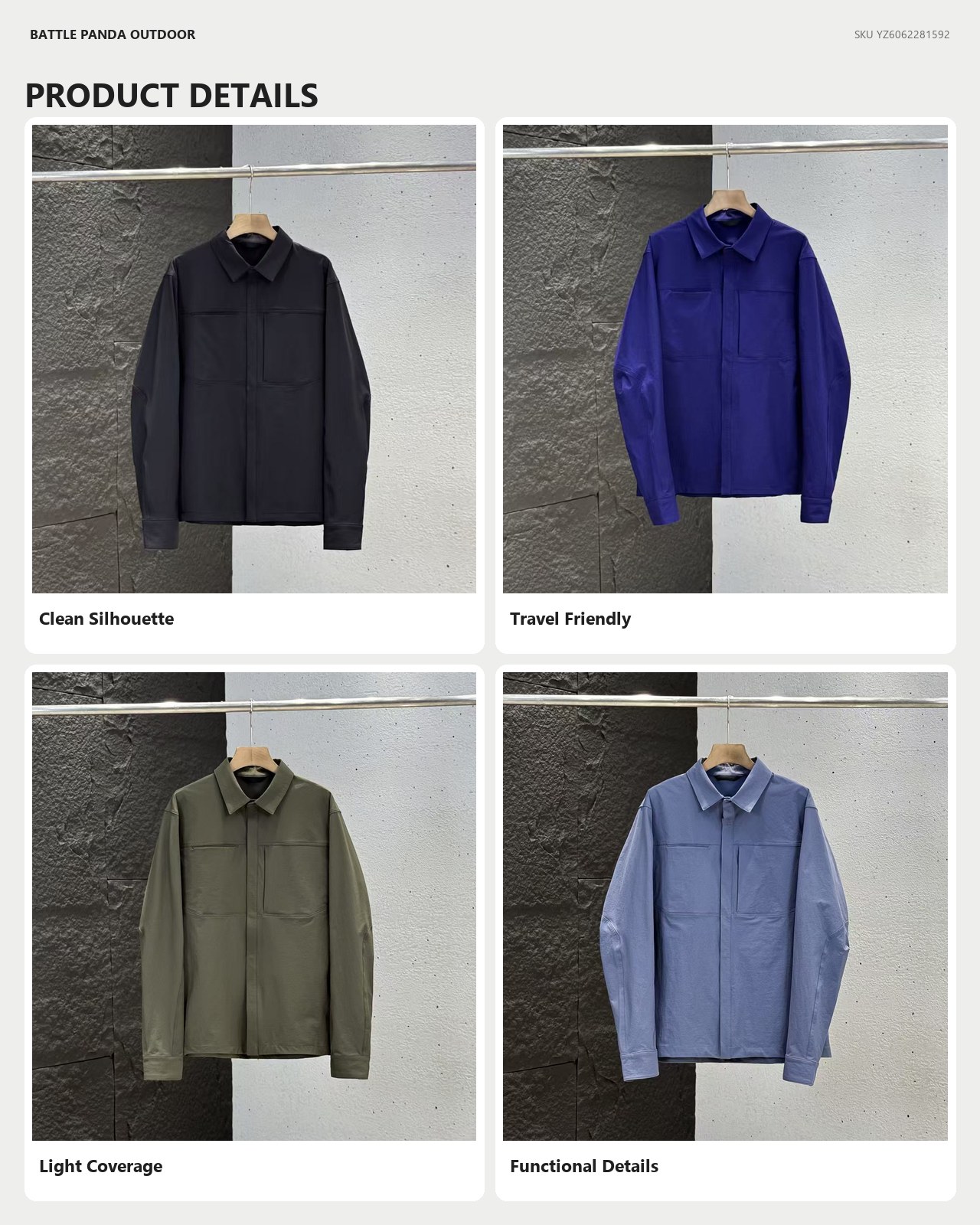 N-Series Men's Collared Business Shirt Jacket detail