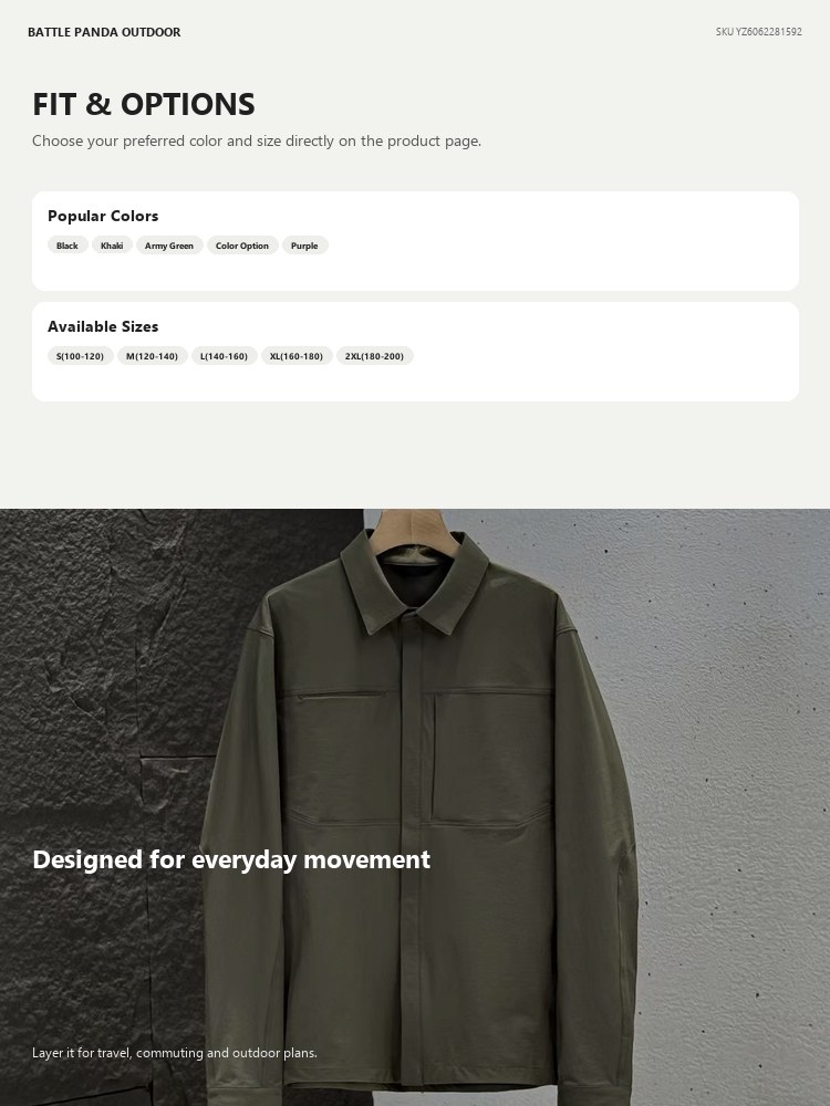 N-Series Men's Collared Business Shirt Jacket detail