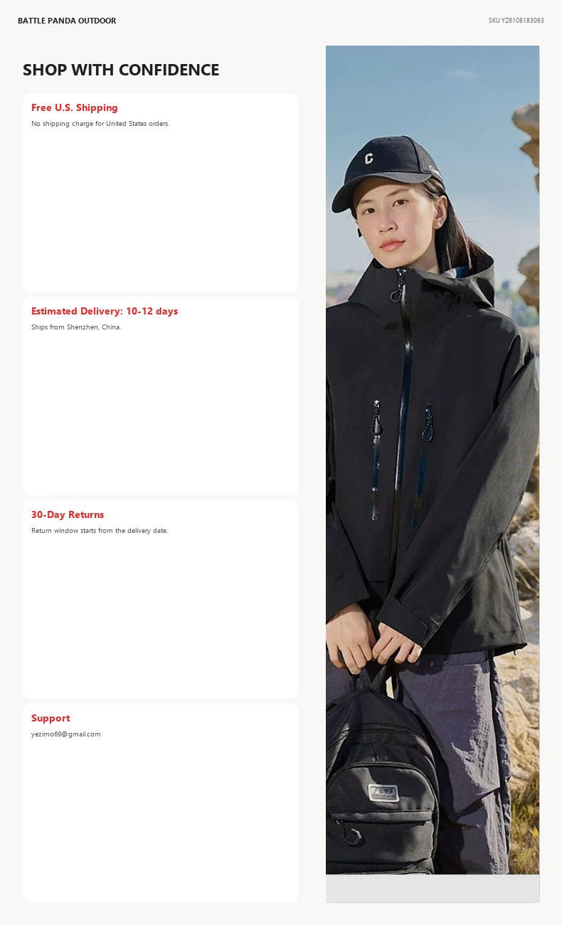 Seam-Sealed Waterproof Outdoor Shell Jacket detail