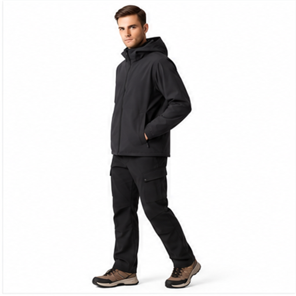 Men's Fleece-Lined Waterproof Softshell Hiking Jacket - detail 03 scene5 side